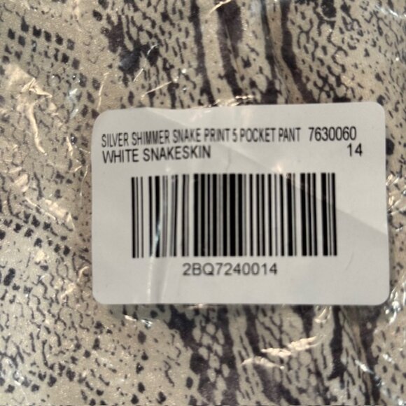 Boston Proper Shimmer Snake Print Five Pocket Pant - Off White- Size 14 - NWT - Picture 2 of 14